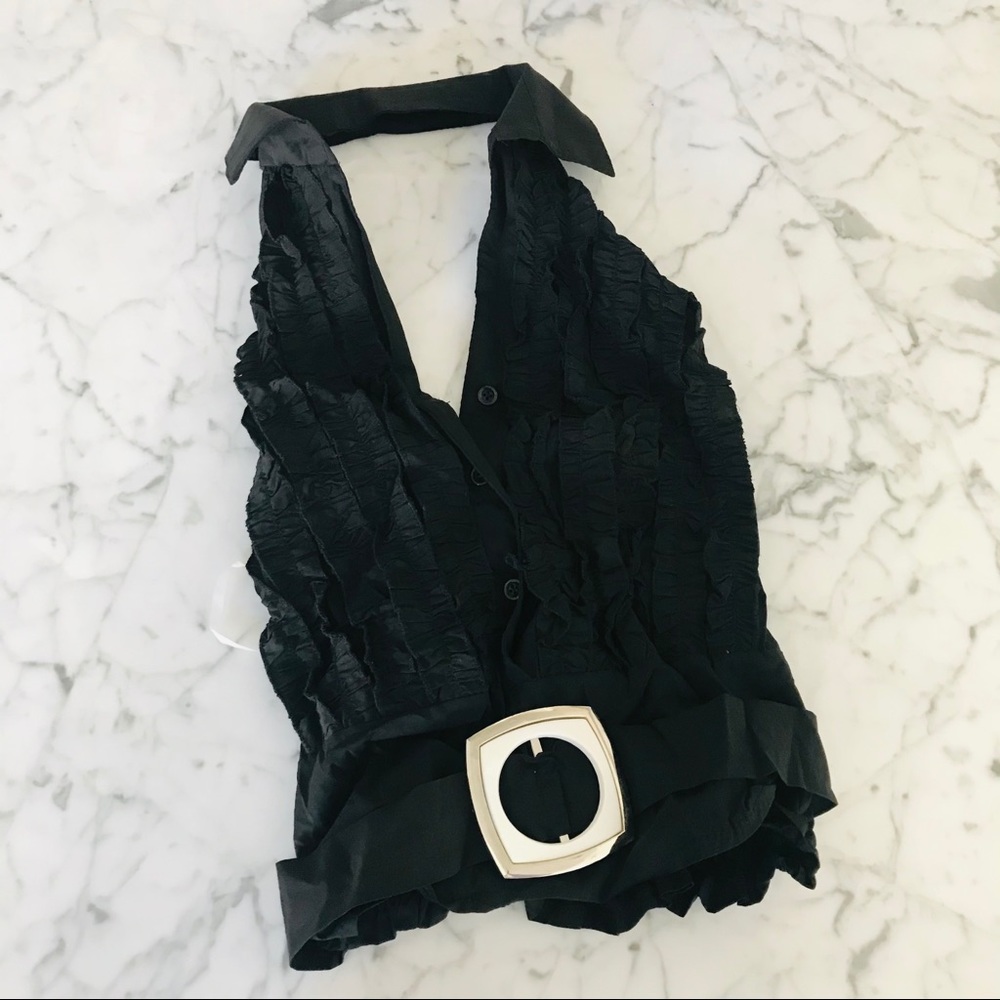 NEW Ruffle Halter Top with Buckle - Picture 3 of 11
